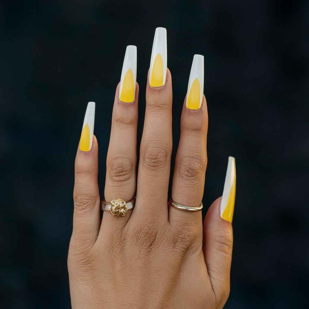 Coffin Nails with yellow 