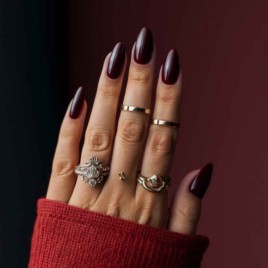 Deep Reds and Bordeaux Nails