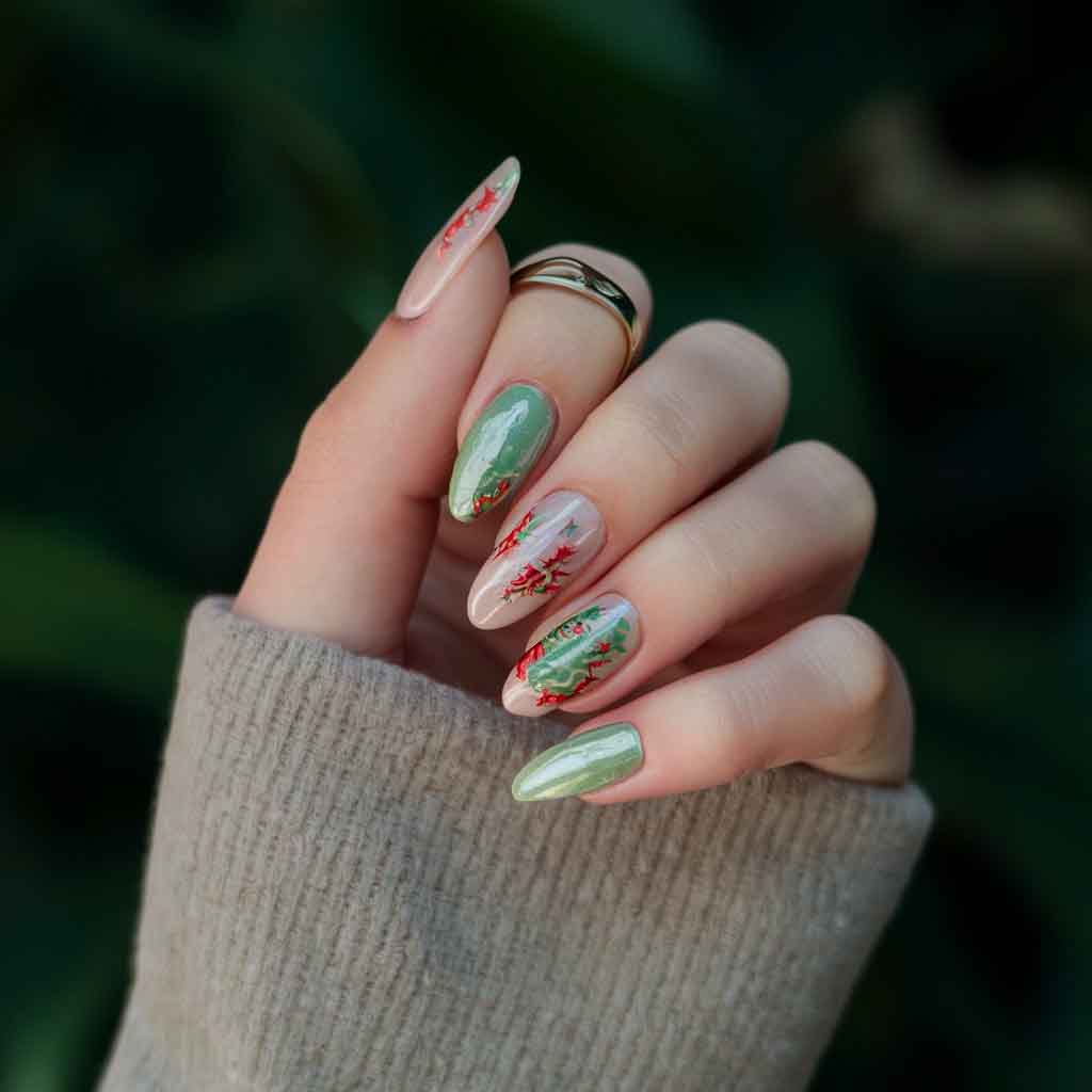 Delicate Holly Nails