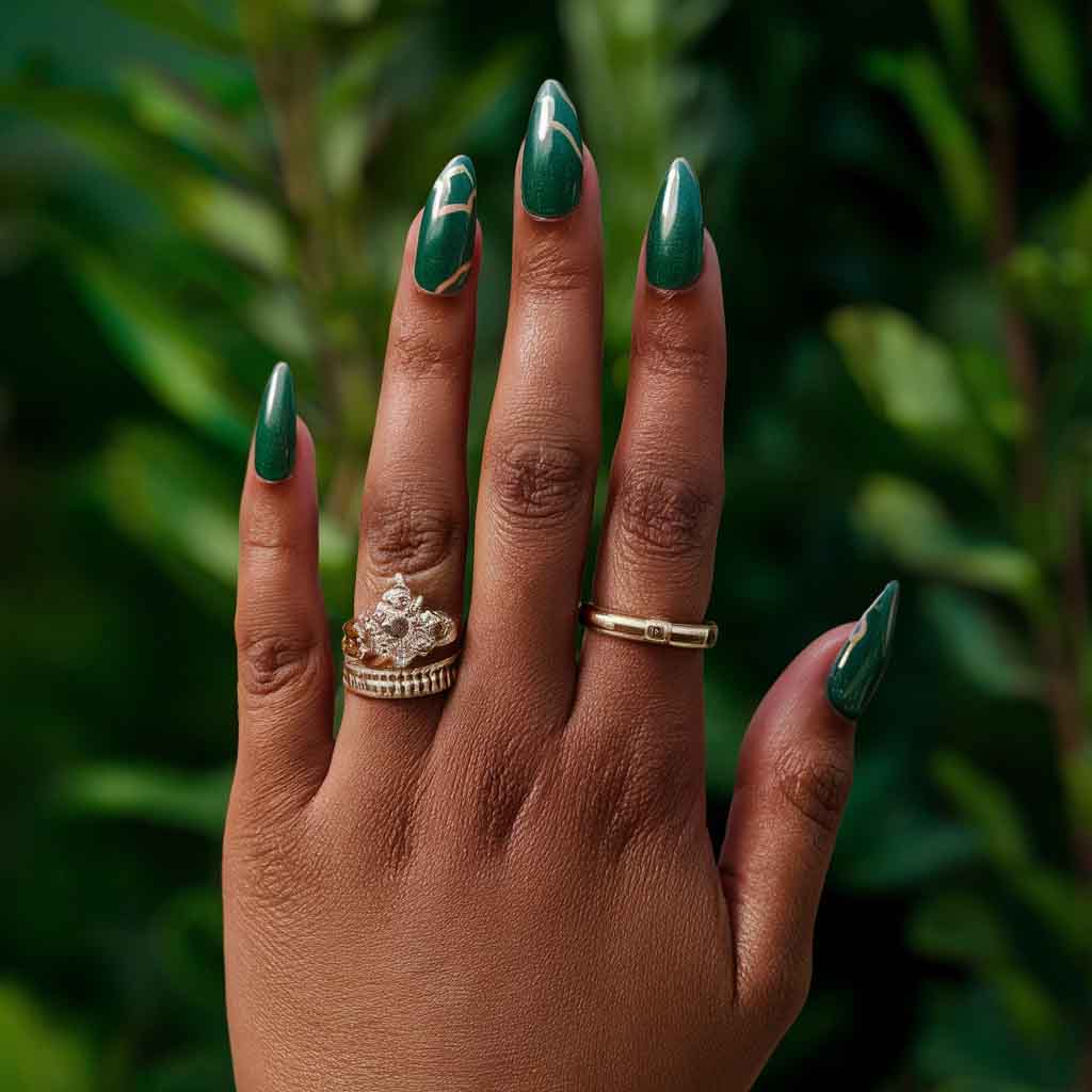 Evergreen Emerald Nails for winter
