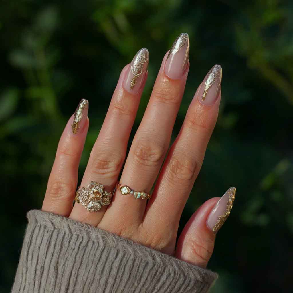 Gold Leaf Nails art