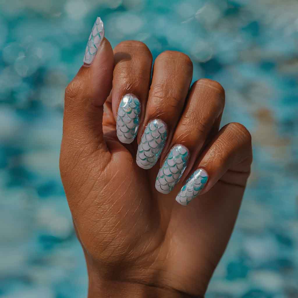 Mermaid Scales Nails art for winter