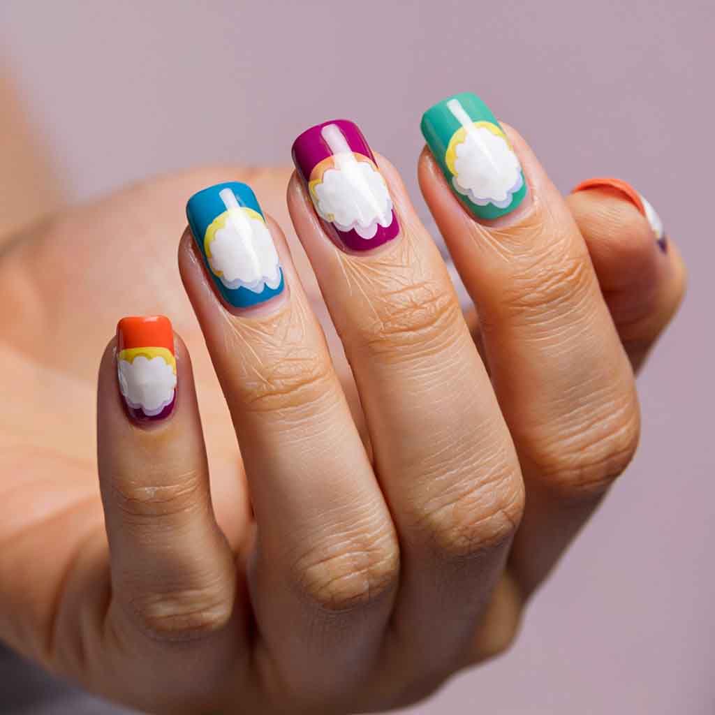 Rainbow French Nails