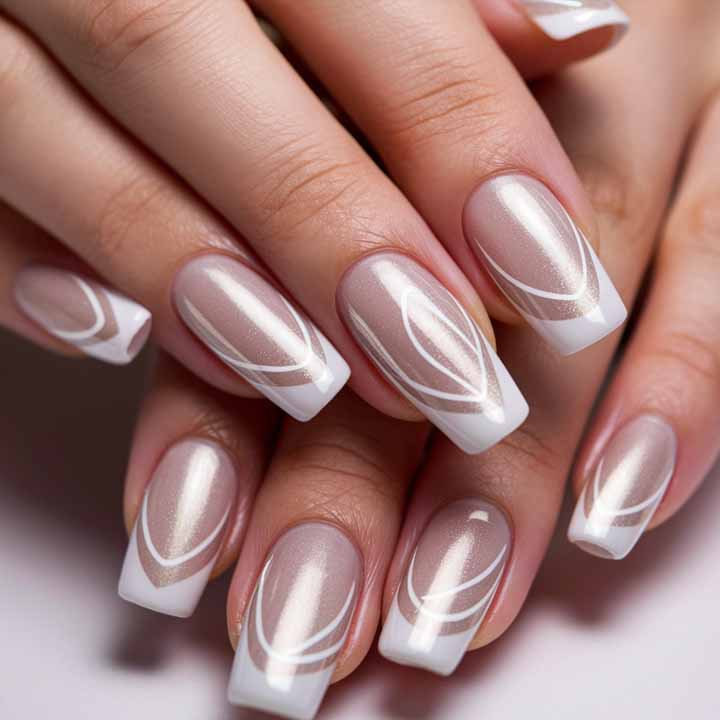 Swirl French Manicure Nails Summer Designs
