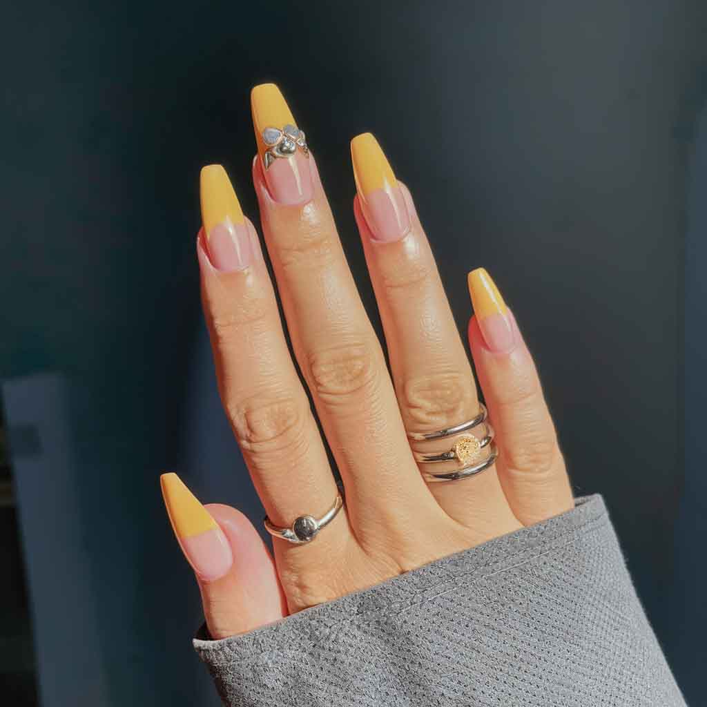Yellow Half Moons  Nails