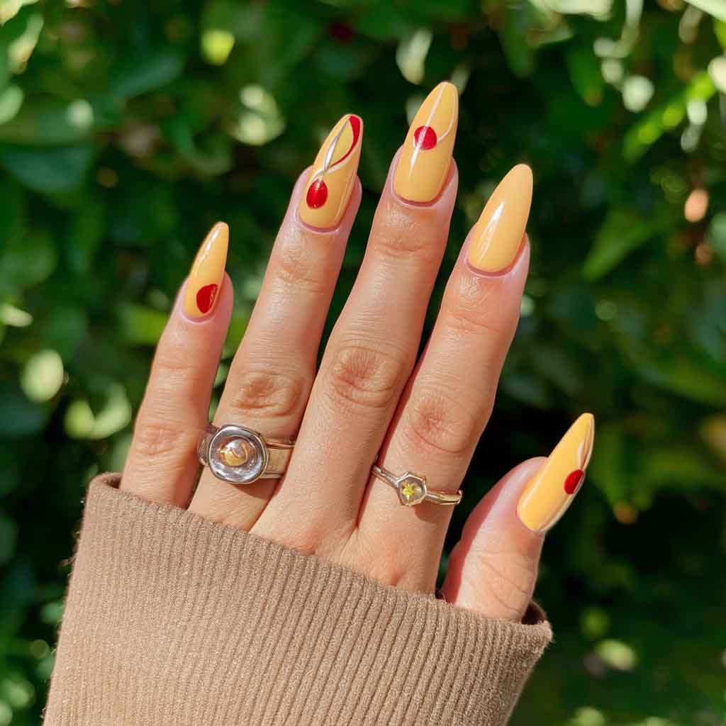 Yellow with Fruits Nails