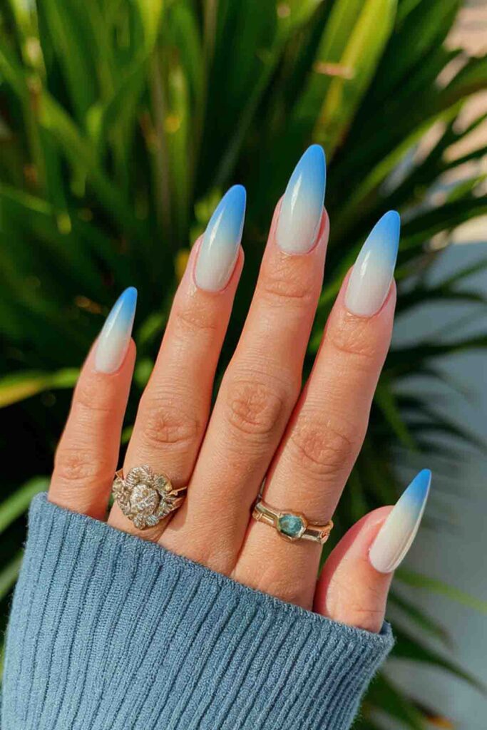 Baby Blue Ombre Nails