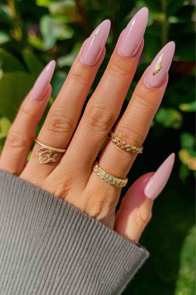 Blush Pink with Gold Foil Nails