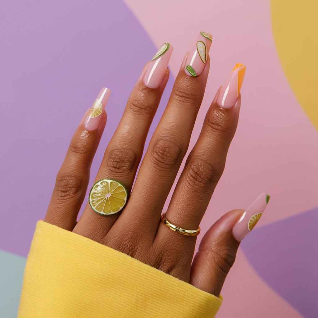 Citrus Slice Accents nails