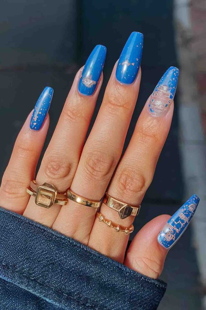 Denim Blue with Distressed Look Nails 