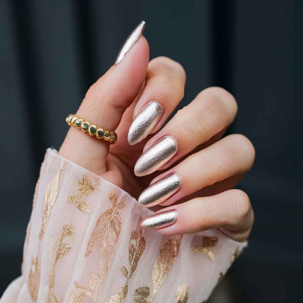 Metallic Foil nails for bride