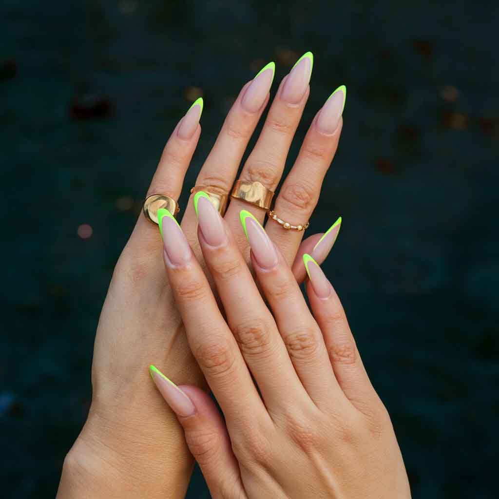 Neon French Tip Nails