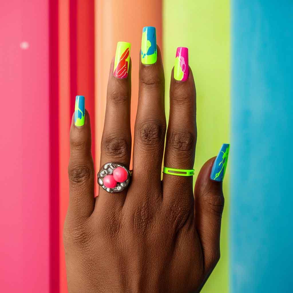 Neon Splash Nails