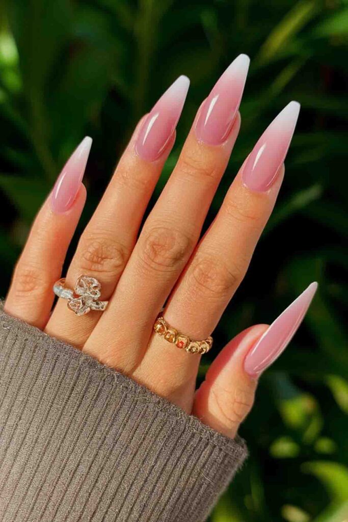 Rose Pink Ombre Nails