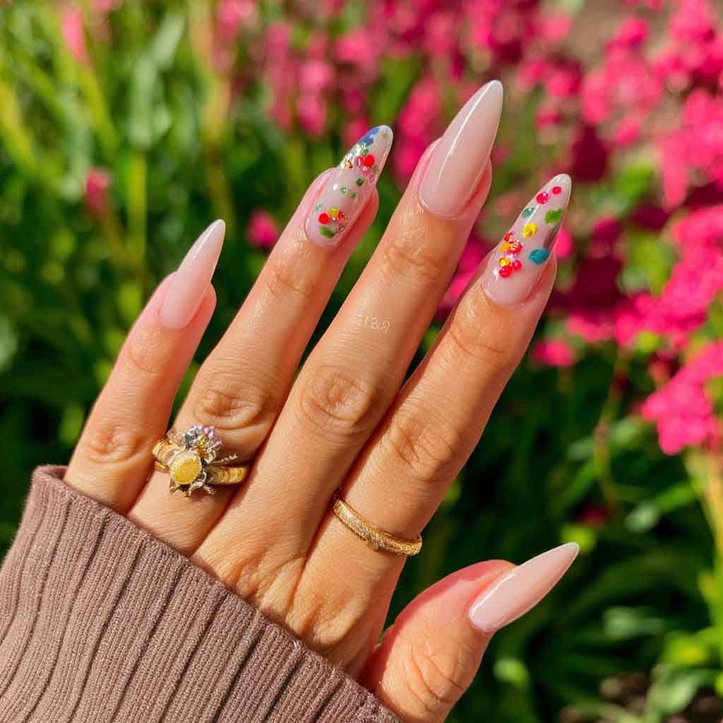 Spring-Themed French Nails art