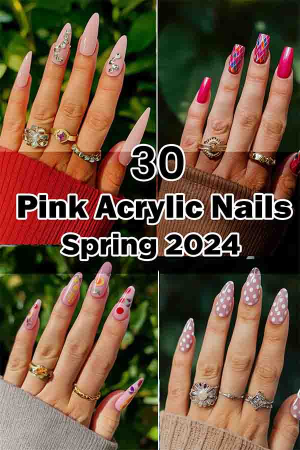 Pink spring acrylic Nails art inspirations